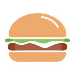 Simple flat design hamburger icon with cheese and lettuce