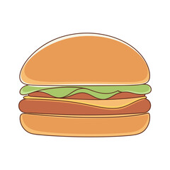Simple cartoon illustration of a delicious cheeseburger