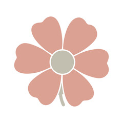 Simple coral pink flower illustration with gray center