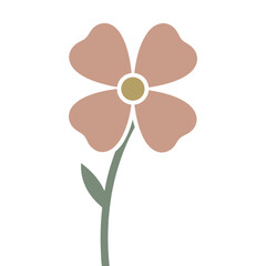 Simple illustration of a single peach colored flower with green stem