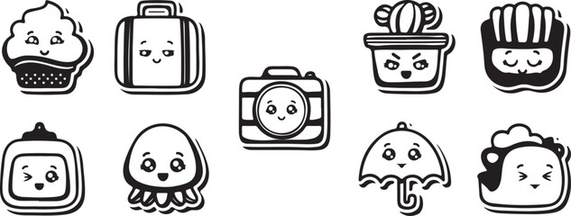 Lunch Box Vector Set – Food, Meal, Snack, Lunch, Portable, Storage, Healthy, Kids, Diet, School, Office, Nutrition, Box, Fresh, Container, Outline, Minimal