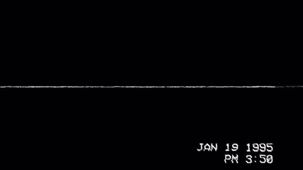 Vintage analog videotape screen with a tracking glitch and a nineties timestamp. Retro digital display on a black background with static and noise. - Powered by Adobe
