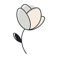 Simple line art flower with soft pastel petals
