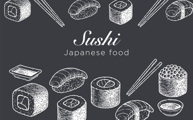 Sushi Illustration Japanese Cuisine Menu and Food