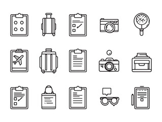Travel Checklist Line Art Must Have Items for Trips