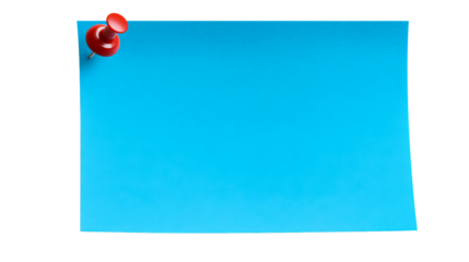 Colorful blue paper pinned to a surface with a red thumbtack