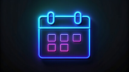 Modern neon calendar icon for planning and scheduling
