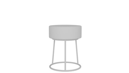 3D Render a white stool with a metal base and a white seat
