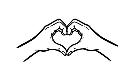 Obraz premium Hands Forming Heart Shape - Romantic and Love Gesture Illustration