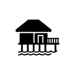  Ocean Hut on Stilts Tropical Vacation Black Filled Icon