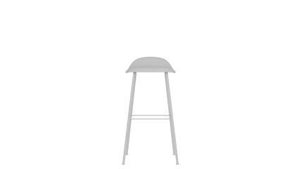 3D Render a white stool with a wooden seat on a white background