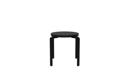 3D Render a black stool with a black top