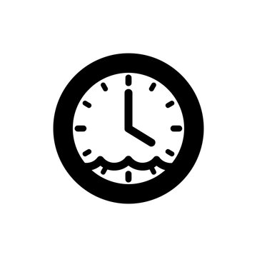 Tide clock on wall icon for coastal timekeeping and beach navigation