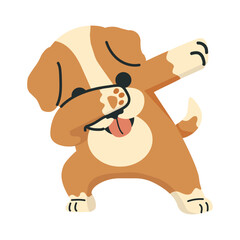 Cartoon Illustration of a Dog Dabbing