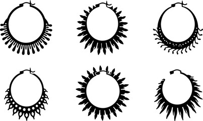 Fototapeta premium Abstract Hoop Earring Silhouettes Set