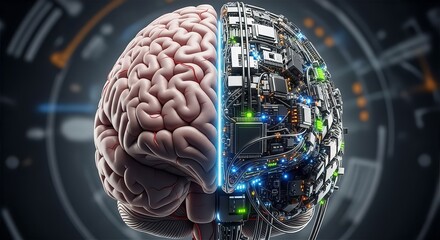 Luminous AI Brain Connected to Digital Globe with Light Beams Representing Global Data Networks