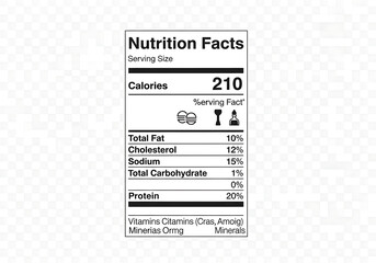 Editable Nutrition Facts Label Template in FDA Format, Vector Design on White Background, Clean Black and White Layout for Food Packaging, Supplements, and Product Branding.