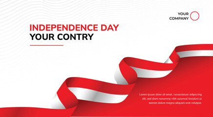 Independence Day Cover Banner Design with Indonesian Flag Ribbon