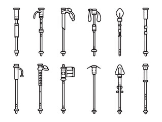 Trekking Pole Line Art Simple Design Outdoor Adventure
