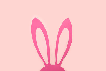 Paper bunny on pink background