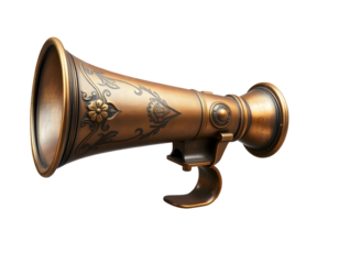 Vintage Brass Megaphone with Floral Ornamentation