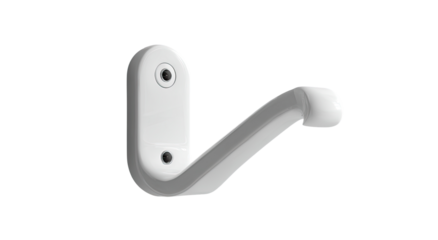 White wall-mounted coat hook with curved arm