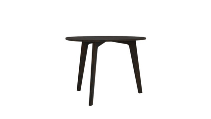 3D Render a black table with a wooden legs and a black top