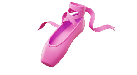 Isolated Elegant Pink Ballet Slipper with Ribbons for Dance and Performing Arts © Lily
