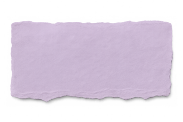 Light purple paper sheet ripped with irregular edges, transparently backgrounded, offering minimal design workspace