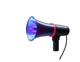 3D Rendered Megaphone with Neon Accents