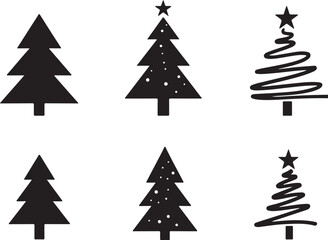 Obraz premium Festive Christmas trees vector icons celebrate holiday spirit and joy