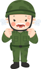 Naklejka premium Cartoon Illustration of an Angry Soldier