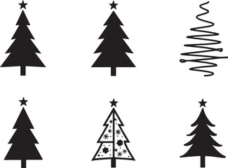 Festive Christmas tree icons for holiday celebrations and winter themes