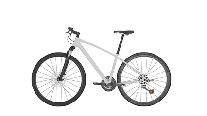 3D Render a white bicycle with a black seat and a white background