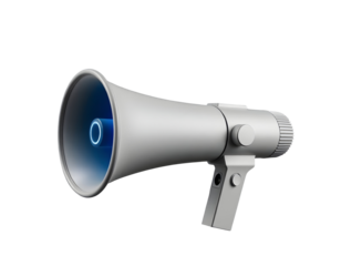 3D Rendered Megaphone with Blue Glow
