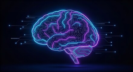 
Minimalist glowing brain outline in tech style
