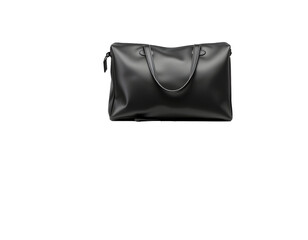 Naklejka premium Elegant Black Leather Tote Bag with Handles and Zipper