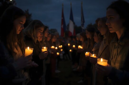 Group of People Holding Candles at a Night Vigil