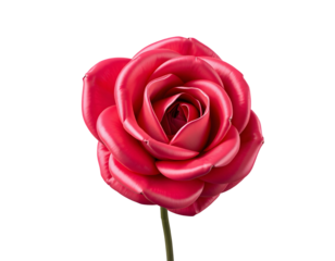 Close-up of a vibrant red rose with transparent background