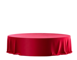 Red Stage Podium with Cloth Drape for Product Display