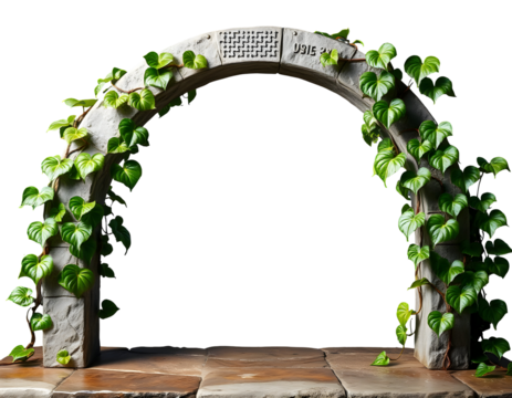 Stone Archway Adorned with Lush Green Vines