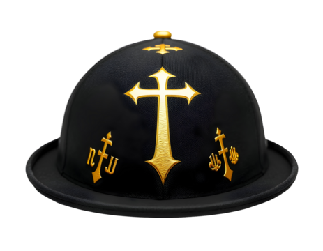 Orthodox Clerical Hat with Gold Cross Decoration