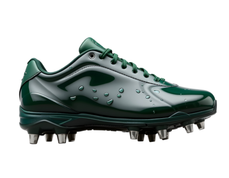 Emerald Green Baseball Cleats with Water Droplets