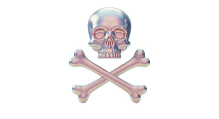 Isolated Metallic Skull and Crossbones Symbol on White Background