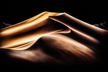 Golden desert dune peak, dramatic light