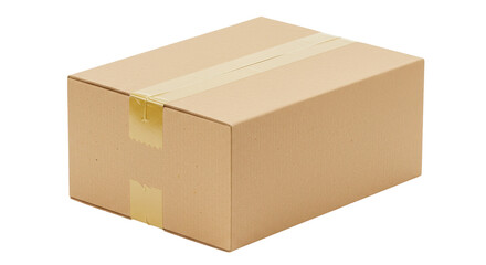 Isolated Simple Brown Cardboard Box for Shipping and Packaging