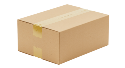 Isolated Simple Brown Cardboard Box for Shipping and Packaging