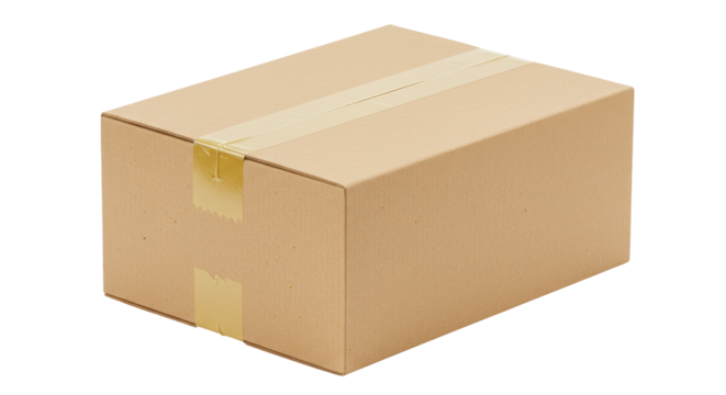 Isolated Simple Brown Cardboard Box for Shipping and Packaging