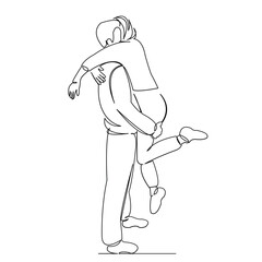 One continuous single drawing line art flat doodle love, beautiful, couple, young, romance, woman, man, together, relationship. Isolated image hand draw contour on a white background
