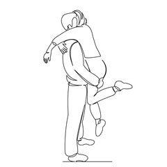 One continuous single drawing line art flat doodle love, beautiful, couple, young, romance, woman, man, together, relationship. Isolated image hand draw contour on a white background

